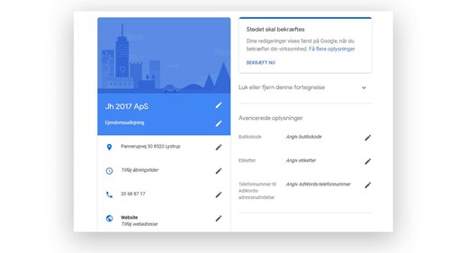 Dashbord - oplysninger